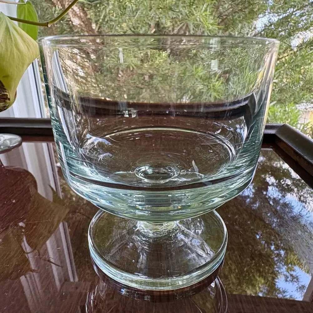 Vintage Footed Stub Glasses Heavy Base Clear MCM Set of 2